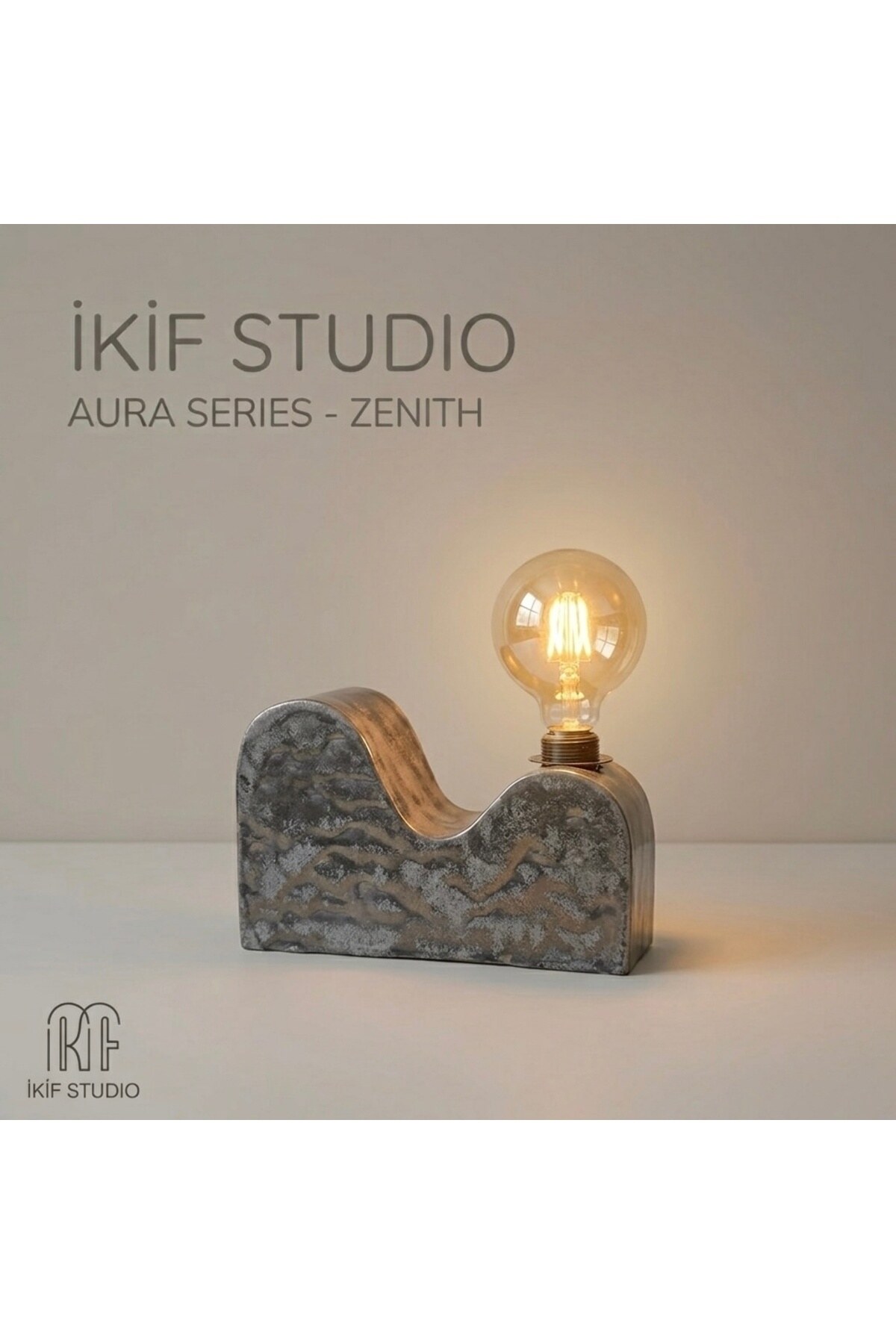 Aura Seramik Abajur — Zenith · Gümüş, görsel 2