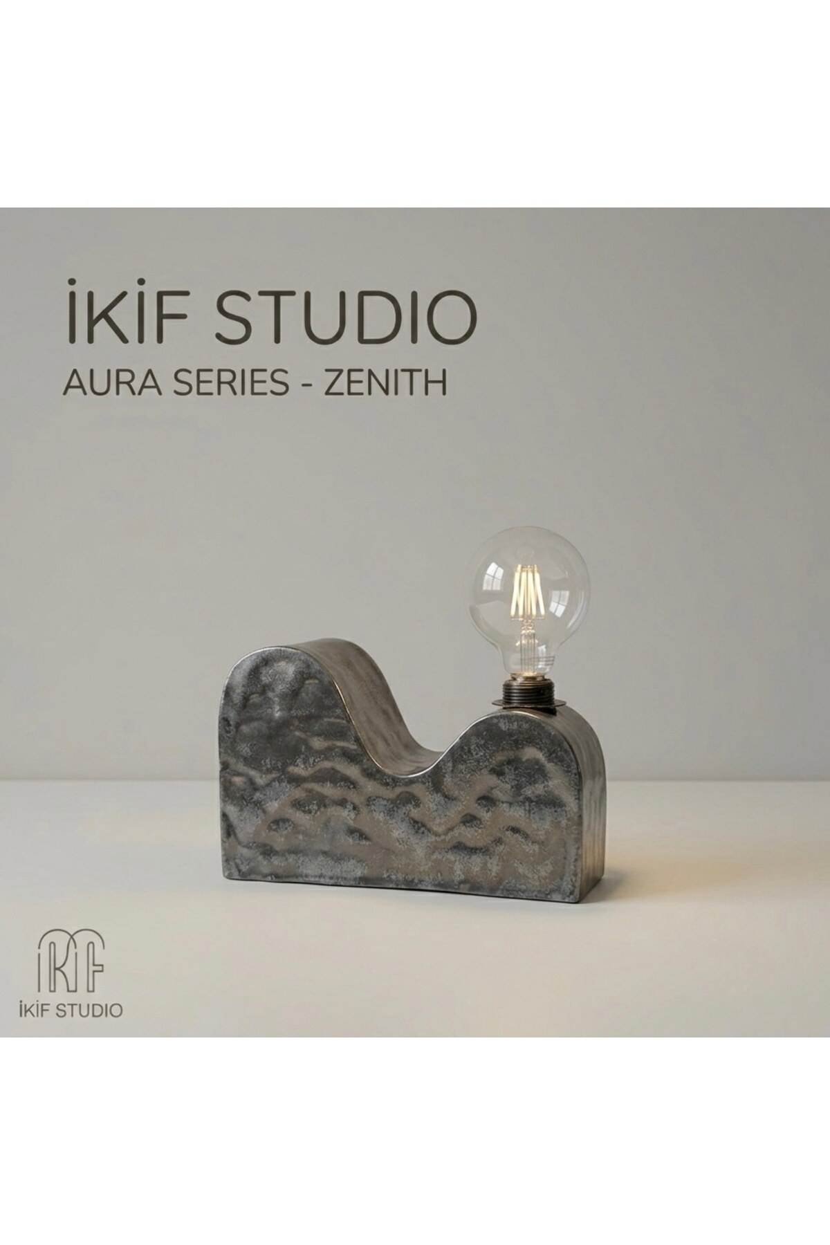 Aura Seramik Abajur — Zenith · Gümüş, görsel 1