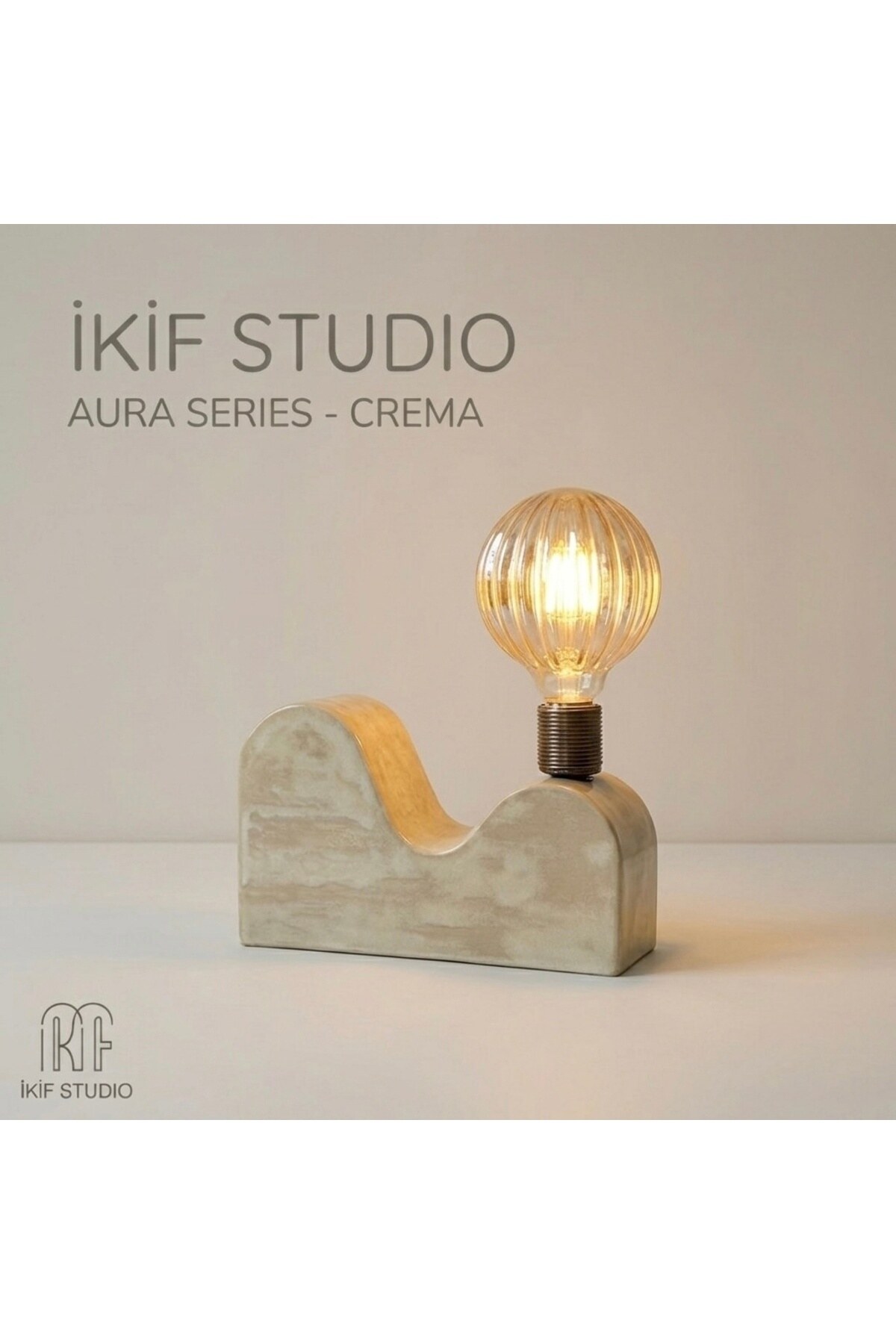 Aura Seramik Abajur — Crema · Krem, görsel 1